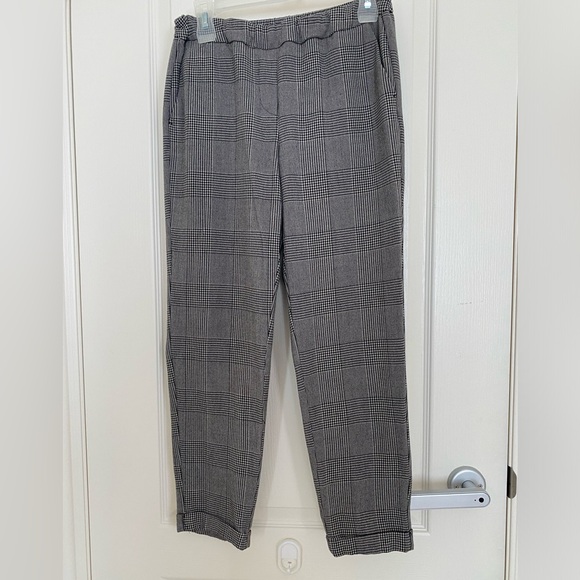 Houndstooth woven pants with cuffed hem - Picture 3 of 4